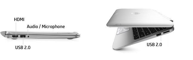 ENVY x2 ports: HDMI. Audio/Micorphone/ USB 2.0. SD Card Slot.